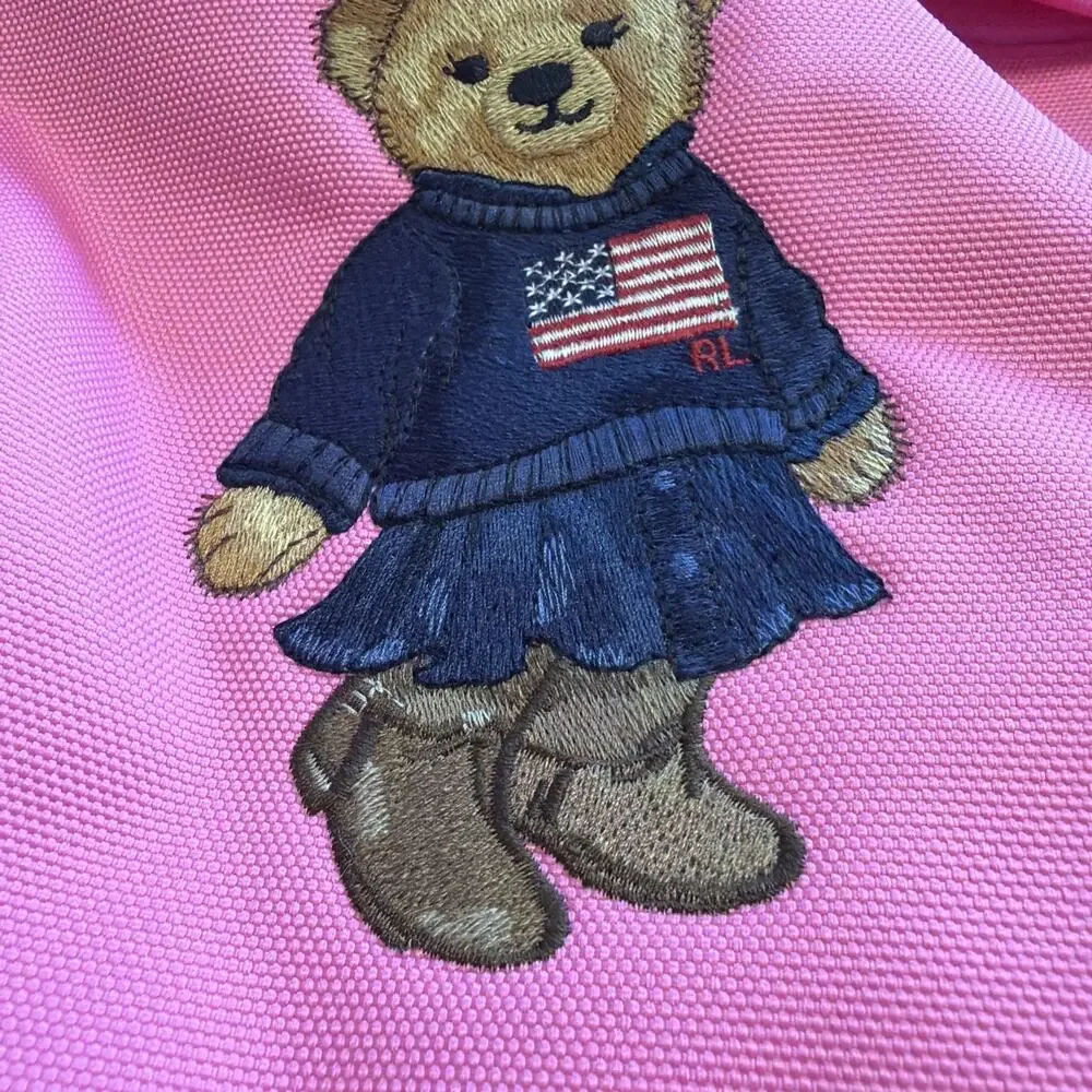 Polo Ralph Lauren Pink Backpack Full Size Laptop Unisex Embroidered Bear School